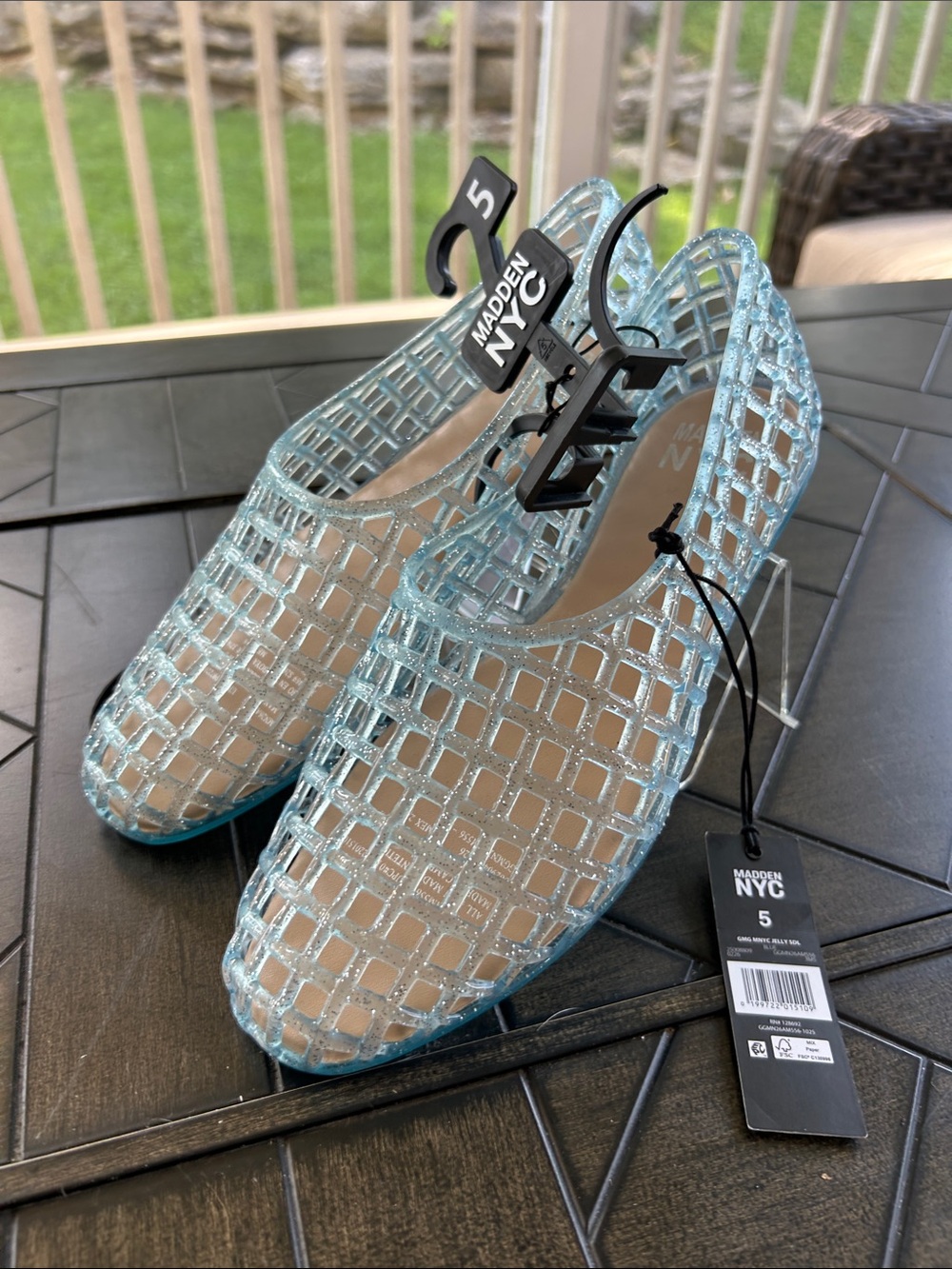 Madden NYC new sparkle jelly sandals pastel baby blue youth size 5 ladies 6.5-7 - Picture 2 of 7